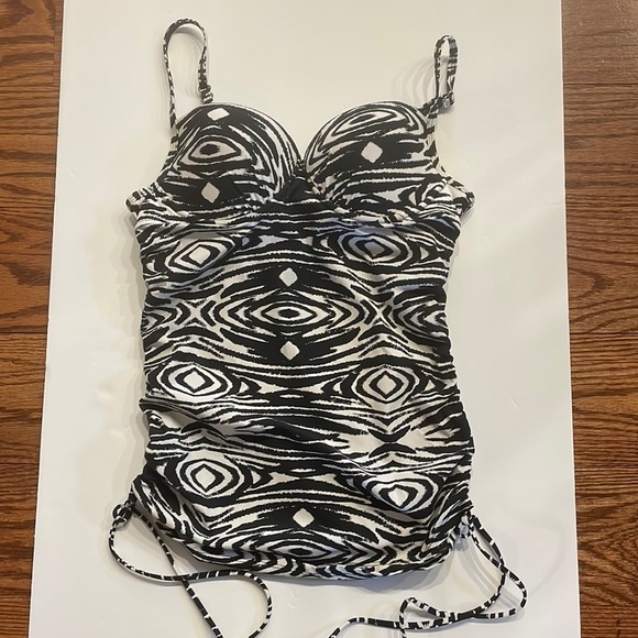 LOVE your ASSETS by Sara Blakey SPANX Tankini PUSH UP swim top black white Small - Picture 3 of 11